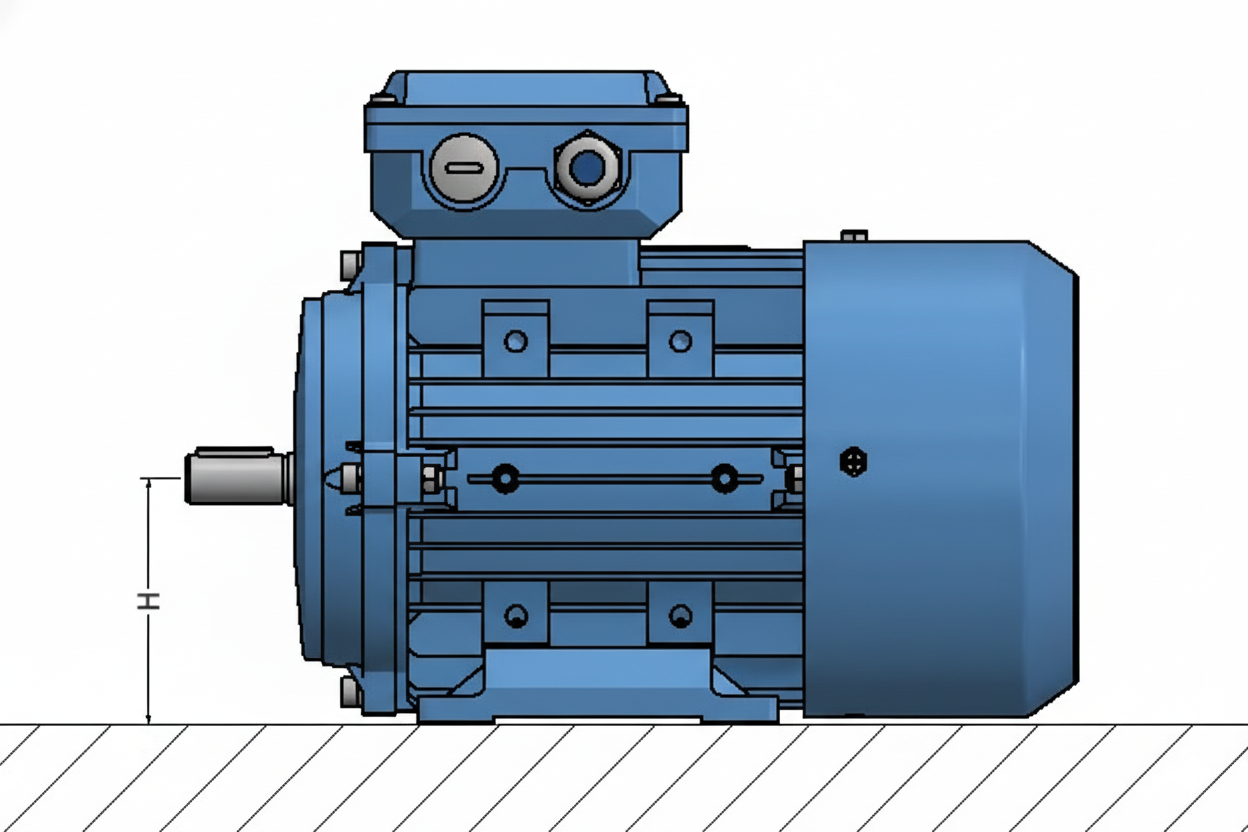 image showing how to measure the frame size of an electric motor